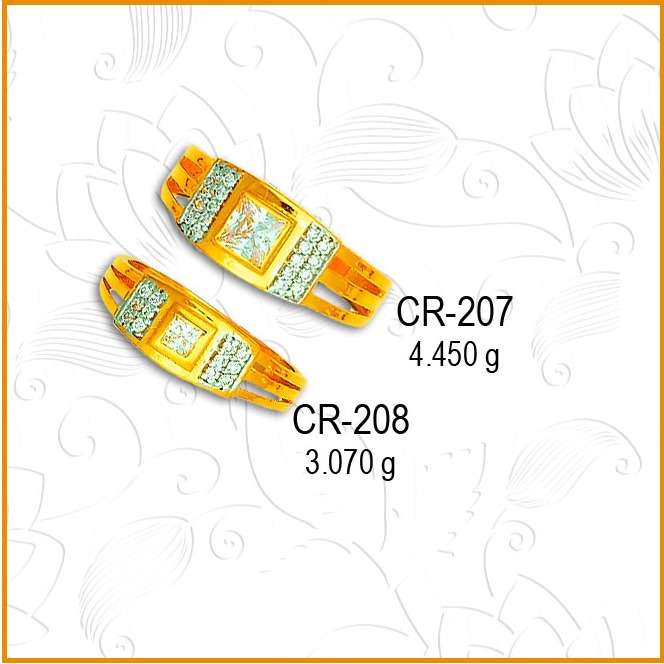 916 CZ Gold Square Shape Couple Ring CR-207