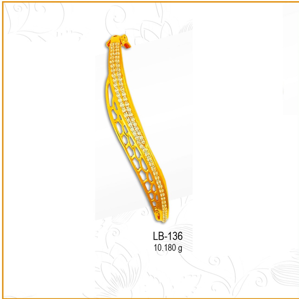 22KT Plain Gold Light Weight CZ Ladies Bangle LB-136