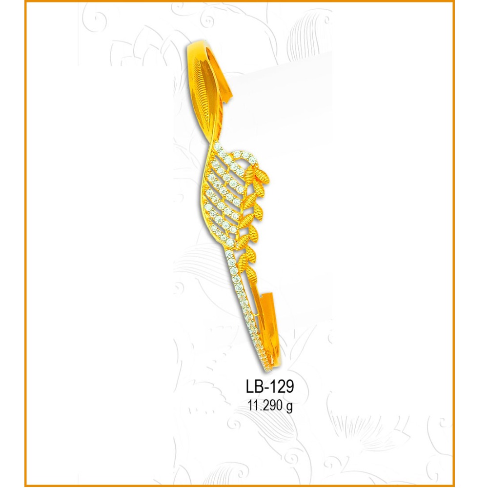 22KT Delicate Gold Designer CZ Ladies Kada LB-129