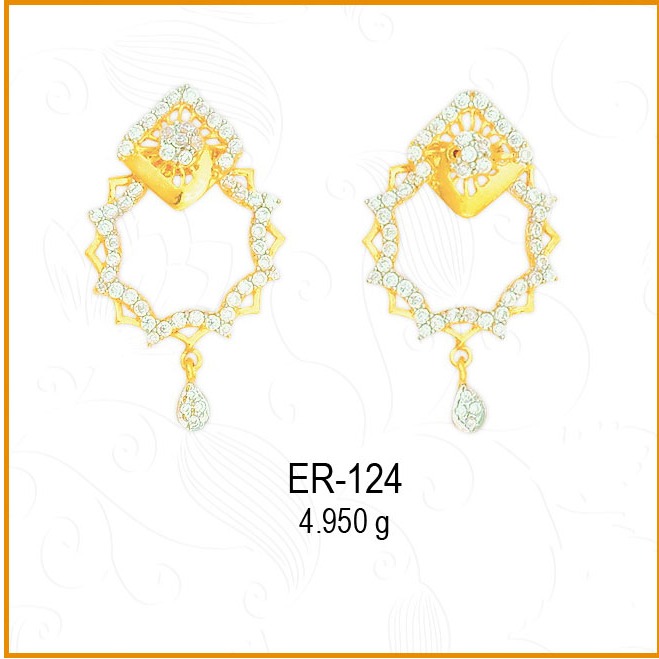916 CZ Gold Star Shape Fancy Earring ER-124
