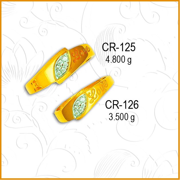 916 Gold Leaf Shape CZ Couple Ring CR-125
