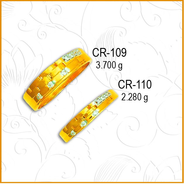 916 Yellow Gold Fancy CZ Couple Ring CR-109