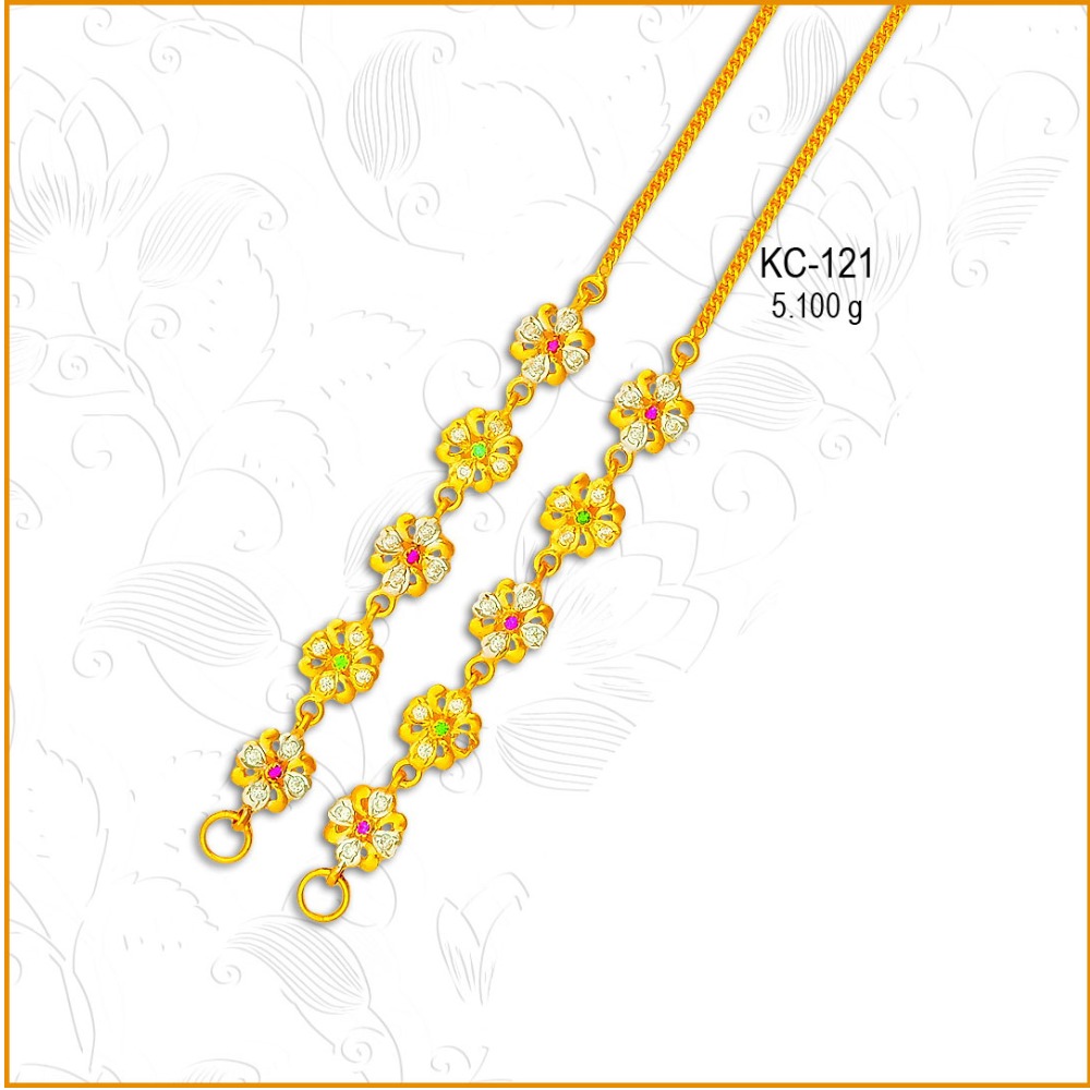 22KT Gold Flower Design CZ Kanser KC-121