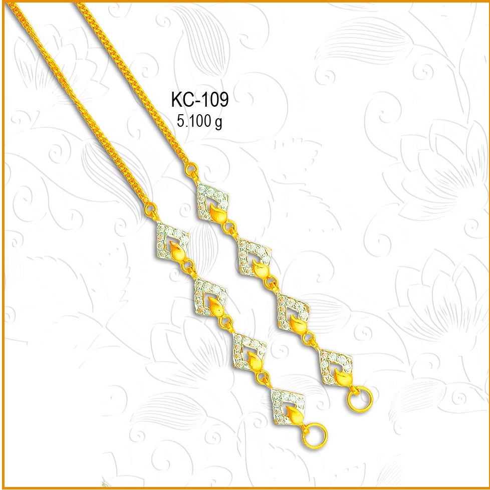 916 Gold Fancy CZ Diamond Earchain KC-109