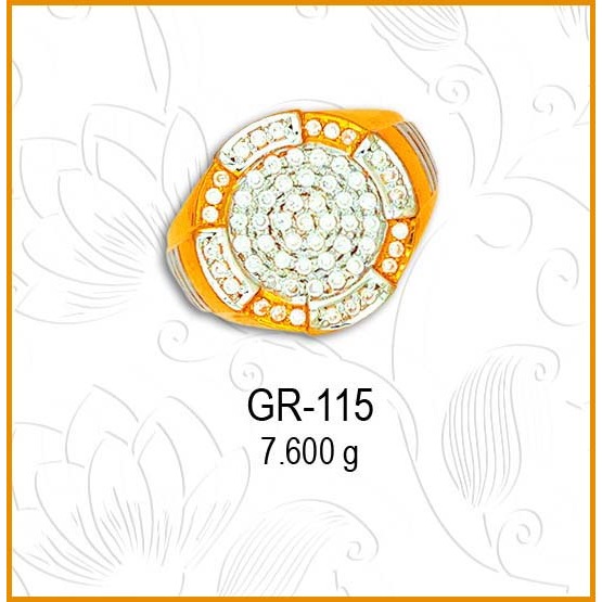 22KT CZ Gold Gents Ring GR-115
