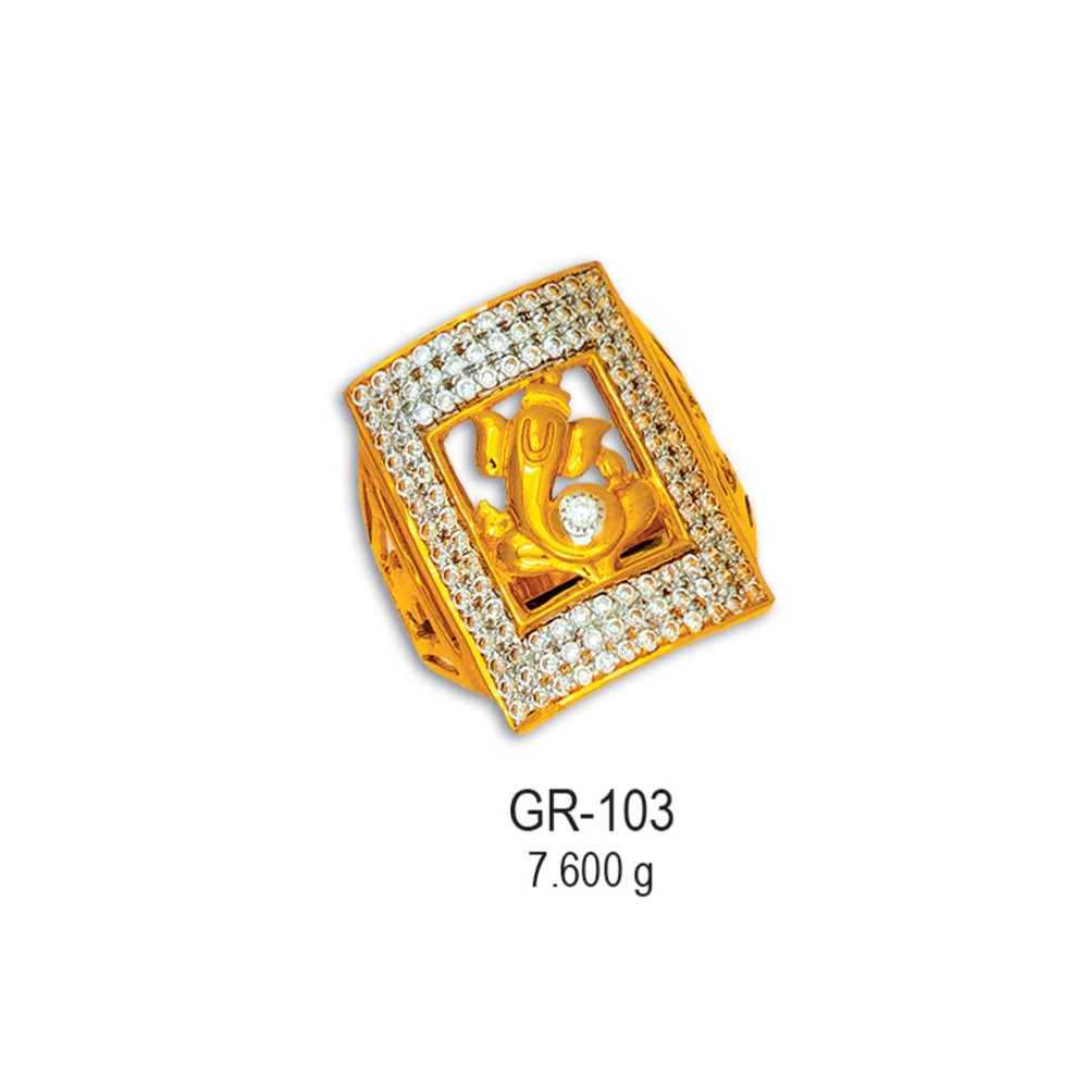 916-CZ-Gold-Fancy-Ganesh-Design-Gents-Ring-GR-103