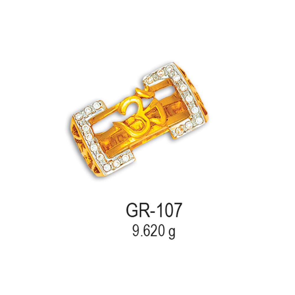 22KT-CZ-Gold-Om-Design-Gents-Ring-GR-107