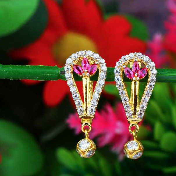 Light Weight Fancy Gold Diamond Earrings