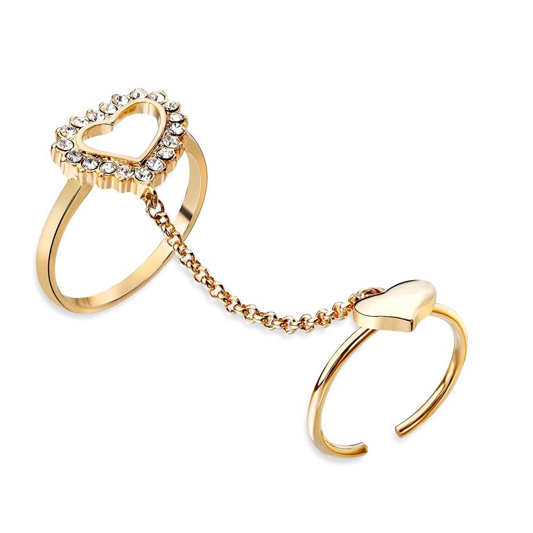 Modern Attractive Heart Chain Ring