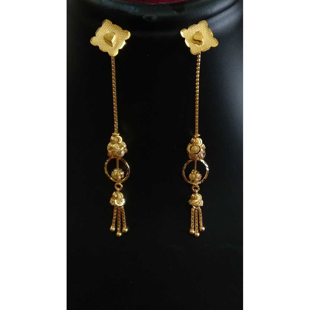 916 Gold Unique Vertical Sui Dhaga Earring