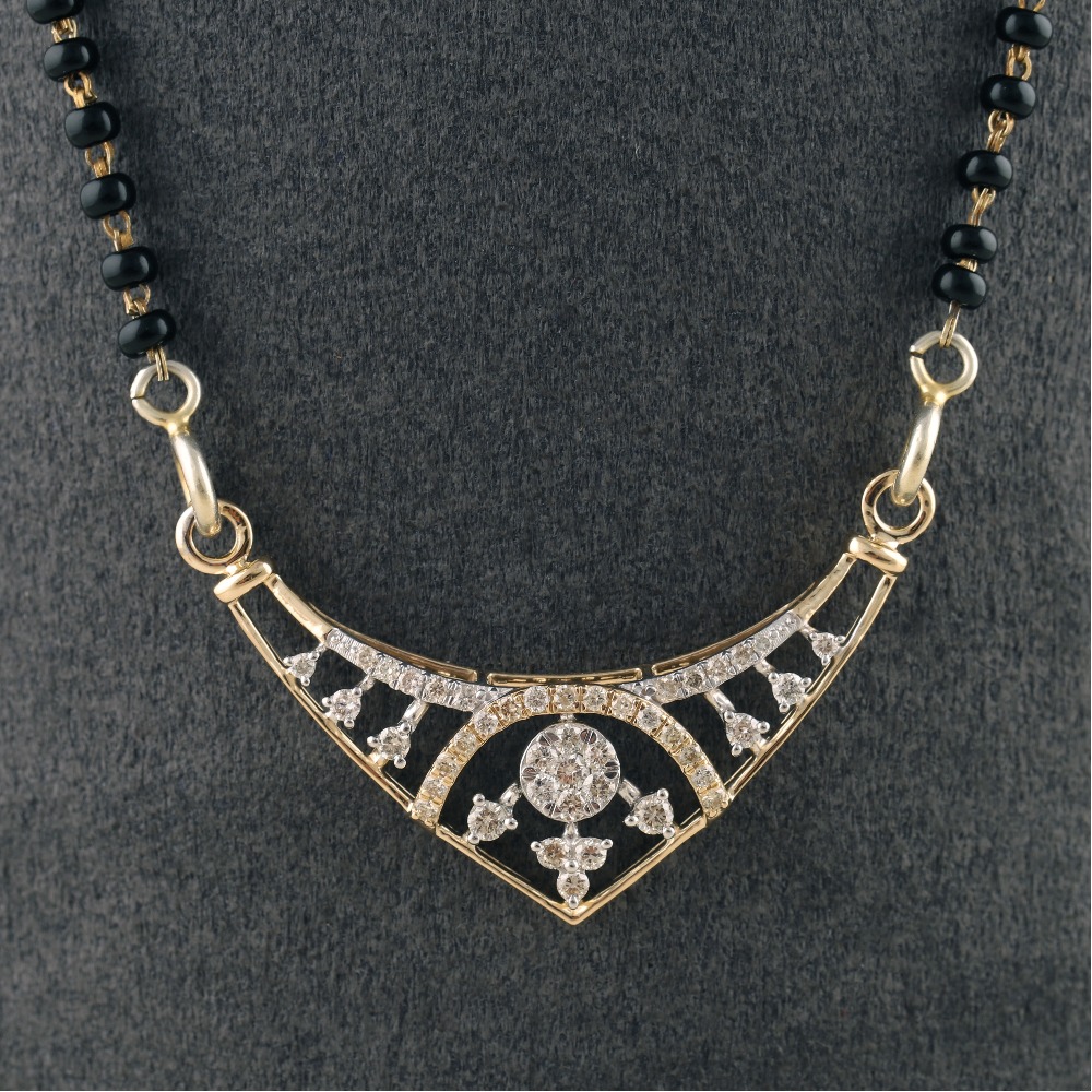18kt yellow gold designer diamond mangalsutra
