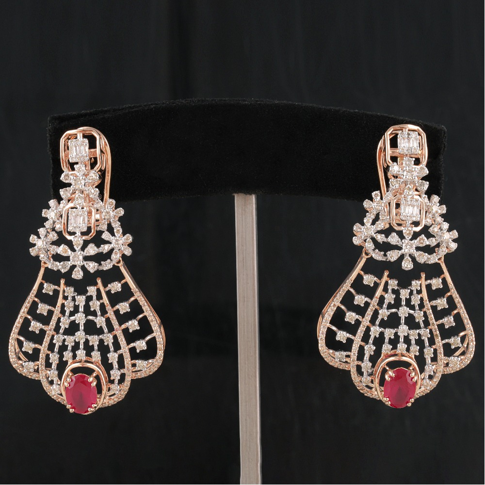 18kt rose gold fancy diamond earrings