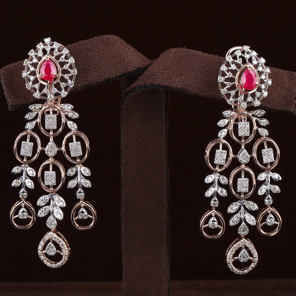 18kt rose gold diamond fancy earrings
