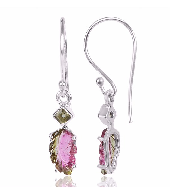 Tourmaline Gemstone 925 Sterling Silver Cluster Earring - Image 3