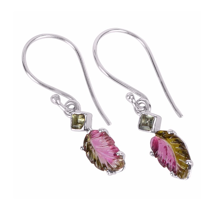 Tourmaline Gemstone 925 Sterling Silver Cluster Earring - Image 2