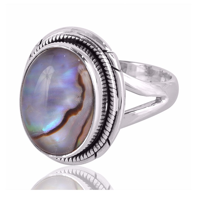 Abalone Shell Gemstone 925 Sterling Silver Ring - Image 2