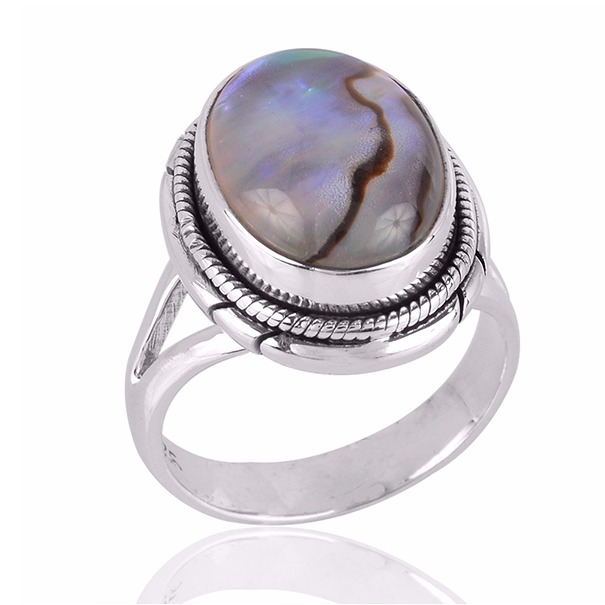 Abalone Shell Gemstone 925 Sterling Silver Ring