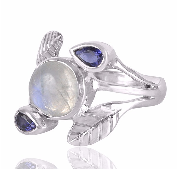 Rainbow Moonstone Pearl Gemstone 925 Sterling Silver Ring - Image 2