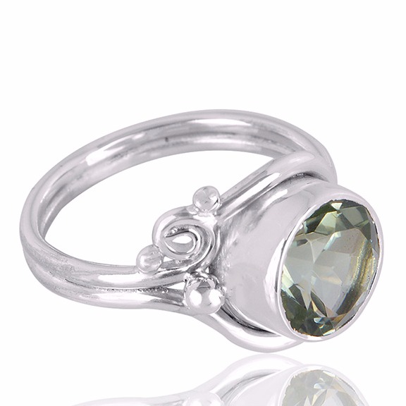 Green Amethyst Gemstone 925 Sterling Silver Ring - Image 2