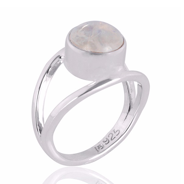 Rainbow Moonstone Gemstone 925 Sterling Silver Ring