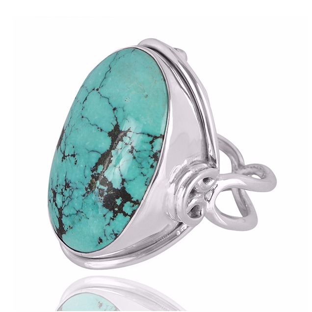 Tibetan Turquoise Gemstone 925 Sterling Silver Ring - Image 2