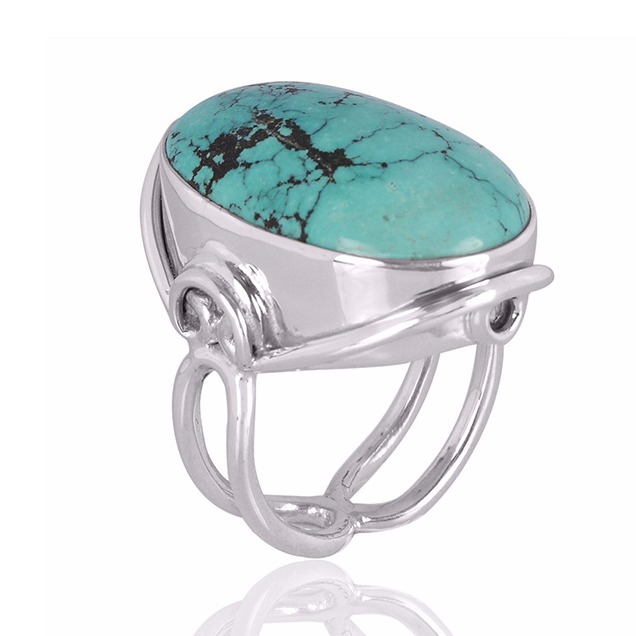 Tibetan Turquoise Gemstone 925 Sterling Silver Ring