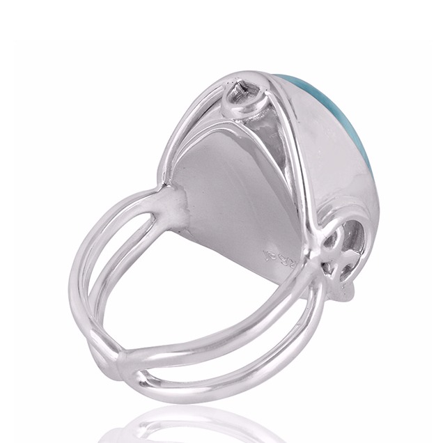 Larimar Natural Gemstone with Sterling Silver Designer Ring - Image 3
