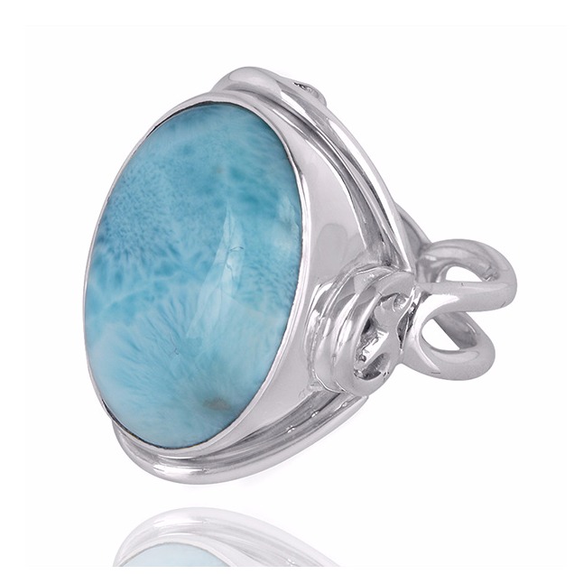 Larimar Natural Gemstone with Sterling Silver Designer Ring - Image 2