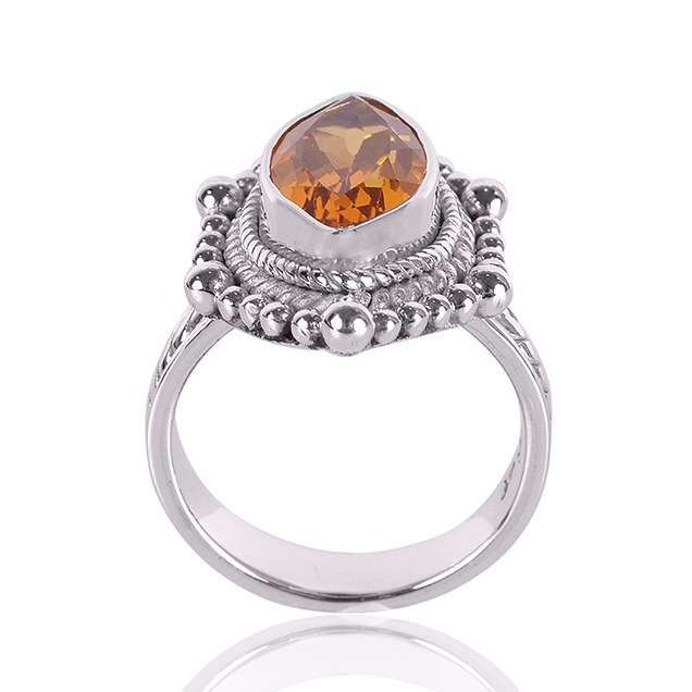 Natural Citrine Gemstone 925 Sterling Silver Ring