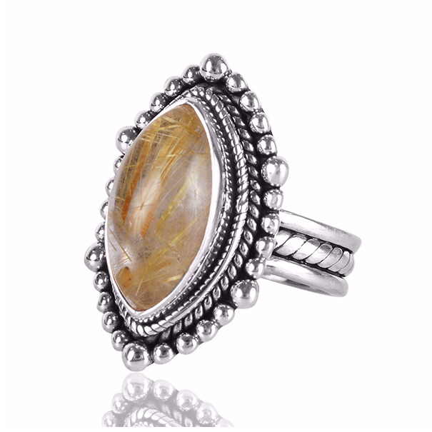 Rutilated Quartz Gemstone 925 Sterling Silver Ring - Image 2