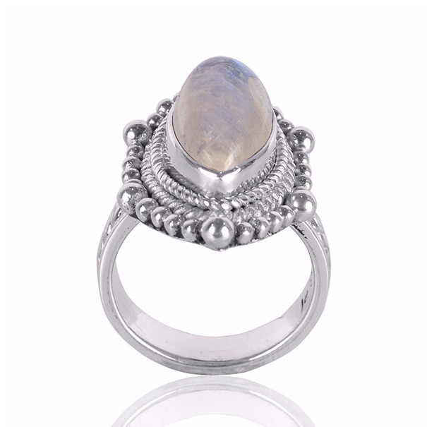 Rainbow Moonstone Gemstone Sterling Silver Ring - Image 2