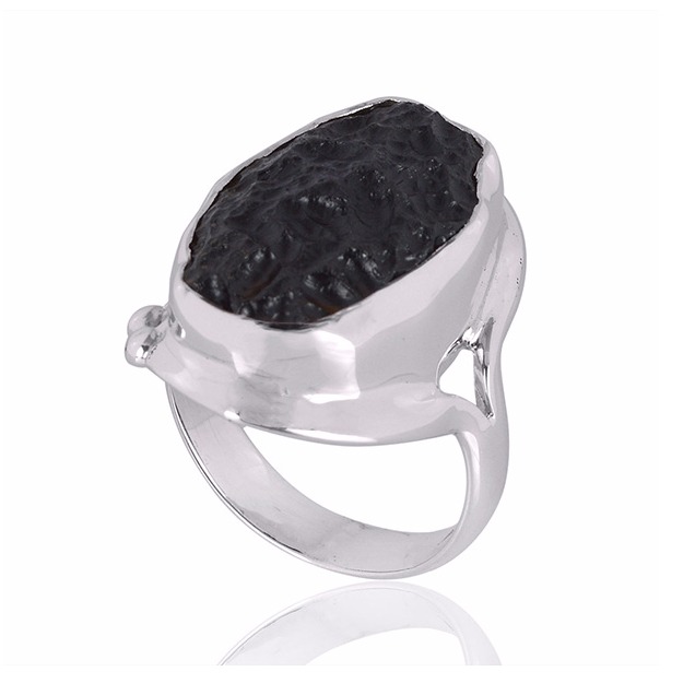 Tektite Gemstone 925 Sterling Silver Ring