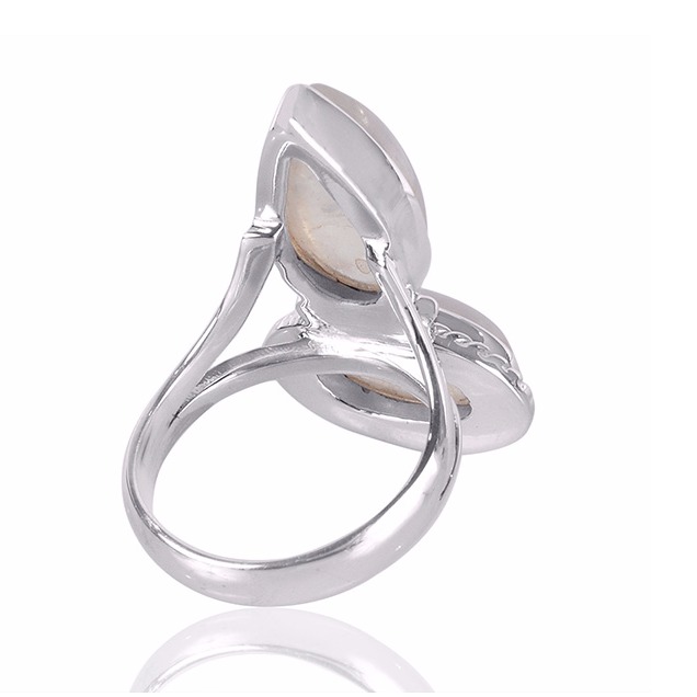 Natural Rainbow Moonstone Gemstone 925 Sterling Silver Ring - Image 3