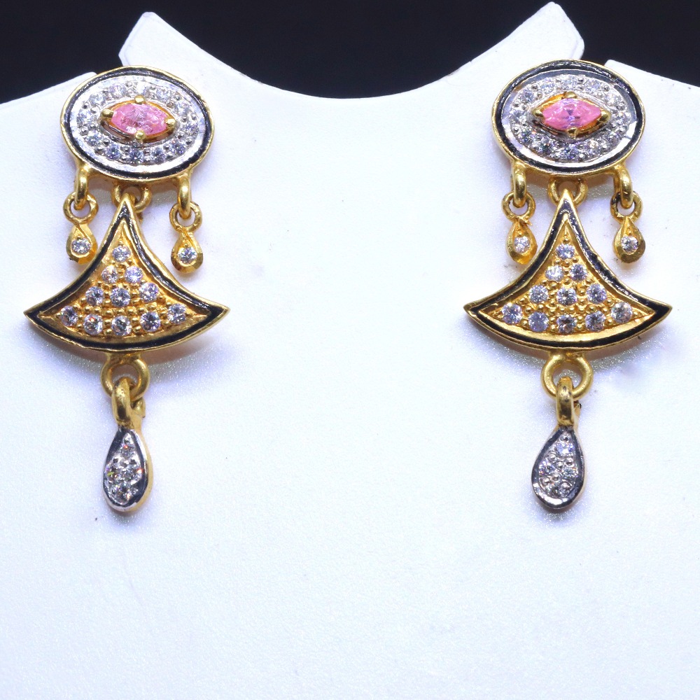 22KT / 916 gold fancy pink oval shape top earring for Ladies BTG0177