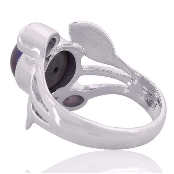 Colour Pearl With Amethyst Gemstone 925 Sterling Silver Ring - Image 3