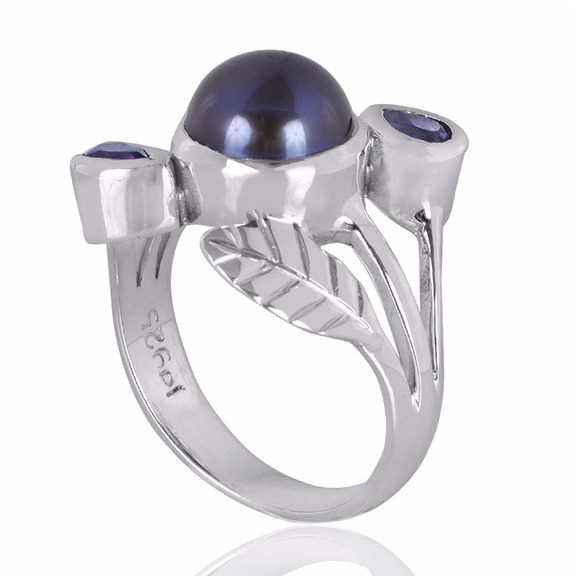 Colour Pearl With Amethyst Gemstone 925 Sterling Silver Ring - Image 2