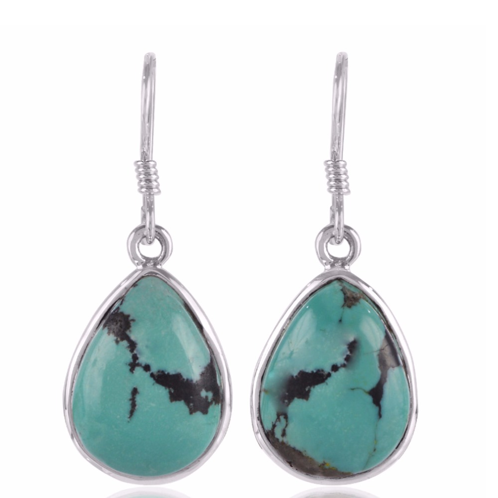 Turquise Gemstone Drop 925 Sterling Silver Earring