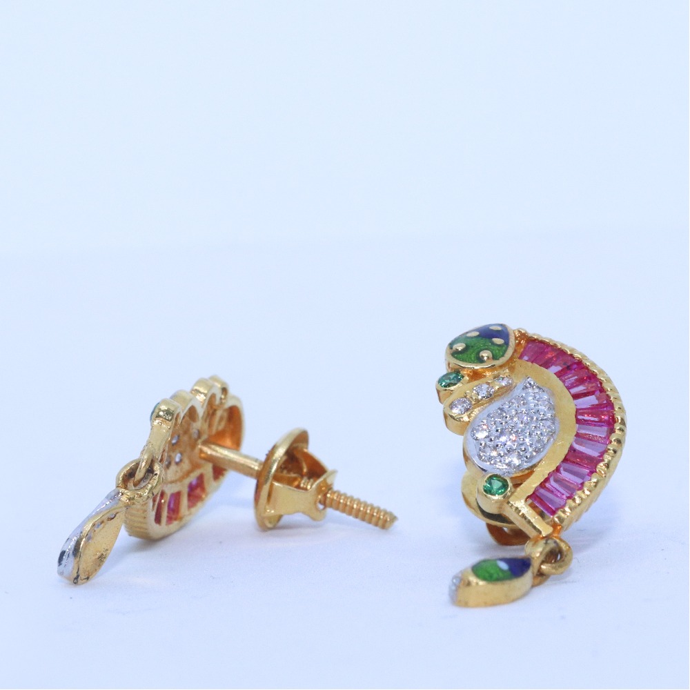 22KT / 916 Gold Fancy pink Stone Special Occasion Best Earring for Ladies BTG0023