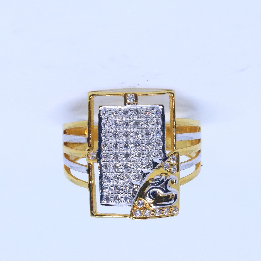 916 / 22KT Gold Delicate square Om RIng For Men GRG0164