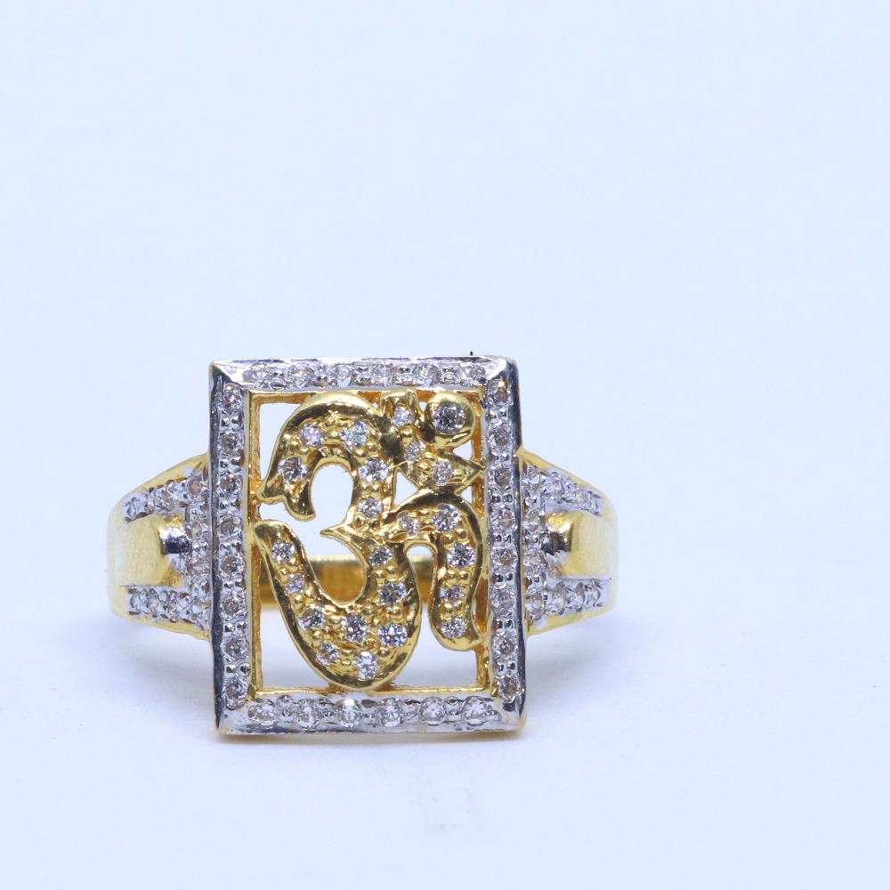 22KT / 916 Gold Yellow CZ OM Ring For Men GRG0049