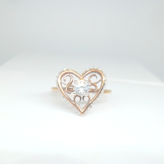 18KT Rose Gold Fancy Hart Shape with Soliter diamound Ring LRG0466