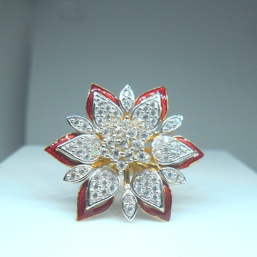 916 / 2kt gold fancy flower shape ladies ring - lrg0128
