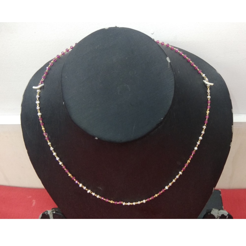 22KT Gold Ladies White Bead Mug Mala