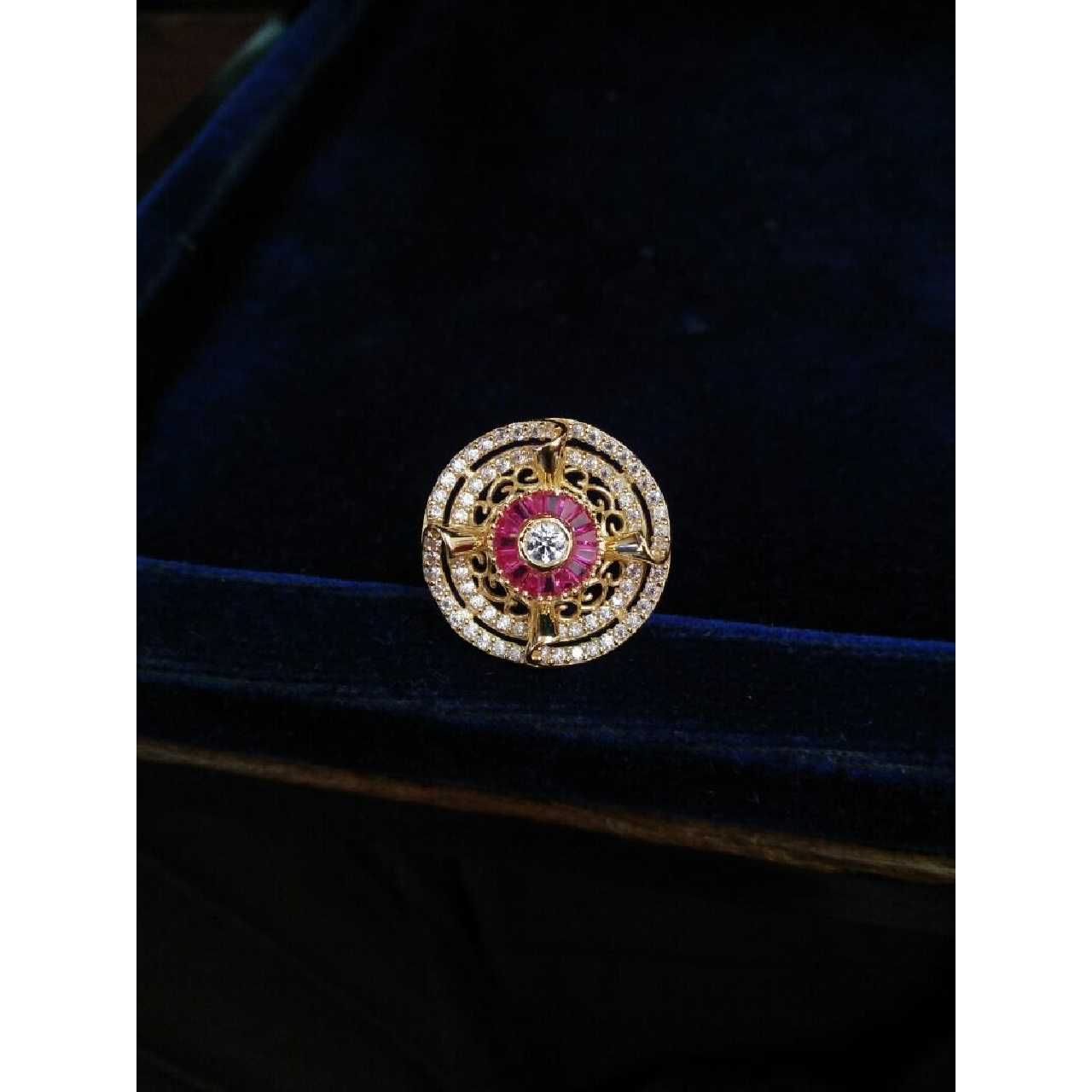 916 Yellow Gold Ladies Indian Studded Fancy Ring