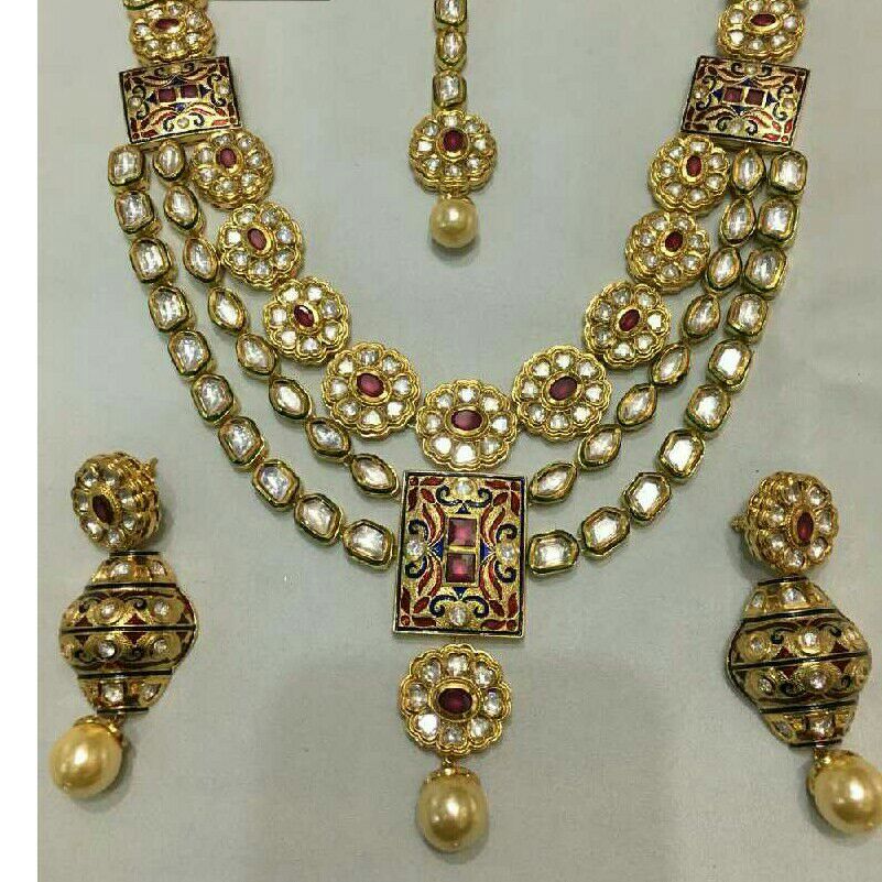 Brass Ladies Yellow Stone Necklace Set