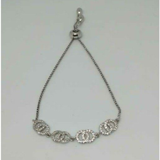 92.5 Sterling Silver Adjustable Fancy Ladies Bracelet