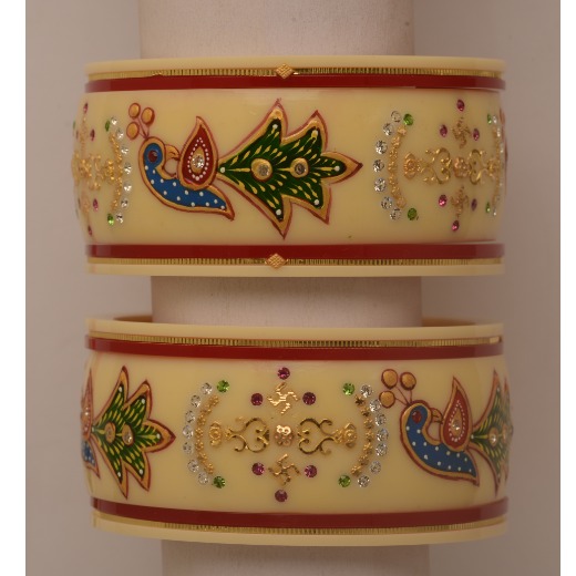 916 Gold Fancy Peacock Design Plastic Bangles