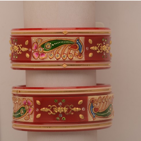 916 Gold Colorful Designer Lagna Plastic Kangan