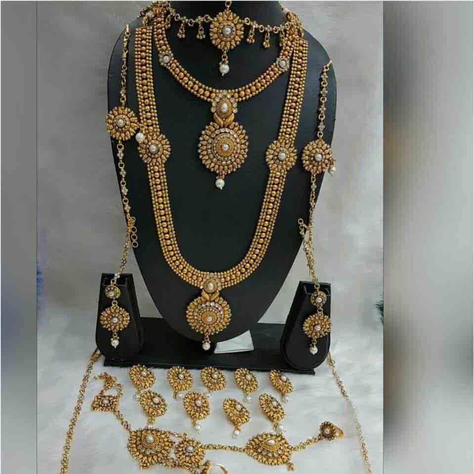 Antique Copper Uncut Wedding Necklace Set