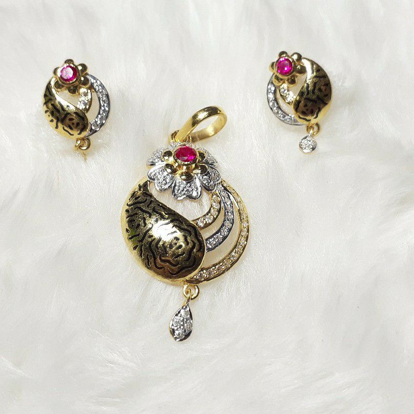 916 exclusive cz oxidised pendant set